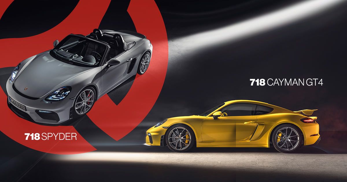 Porsche 718 Spyder y 718 Cayman GT4 autos para una vida apasionante
