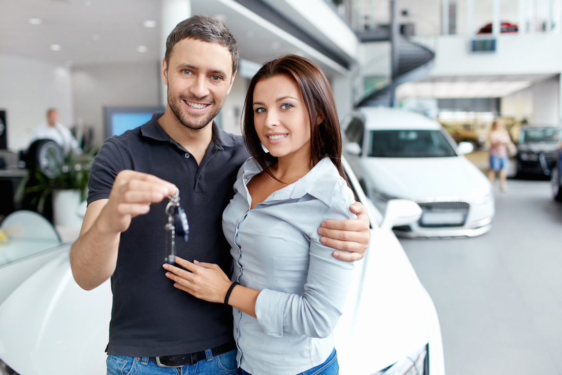 Young couple beside the car